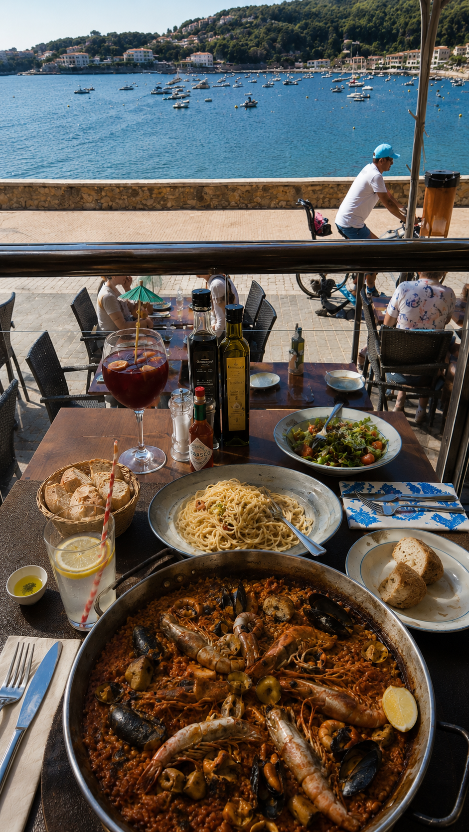 Paella de marisco servida en Brisas del Mar, Port de Sóller.